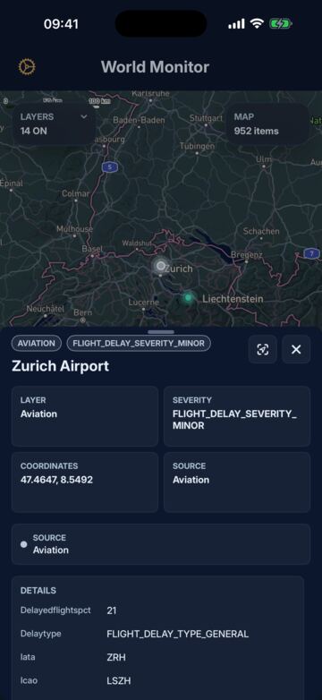 Map event detail for an airport flight-delay signal
