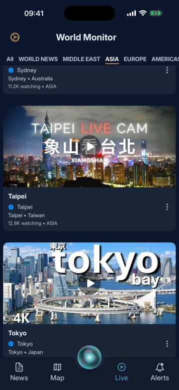 Live city cams from Taipei and Tokyo Bay