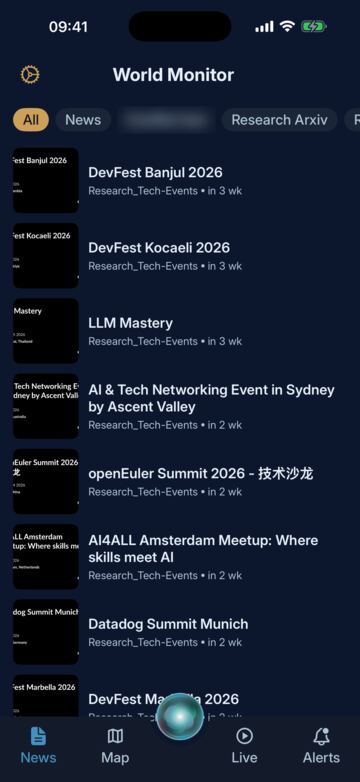 News feed with category filters